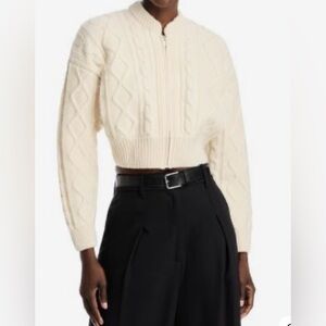 FRAME Cropped Cable Knit Cardigan